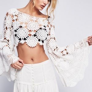 Free People Sunchaser Crochet Crop Top Coachella
